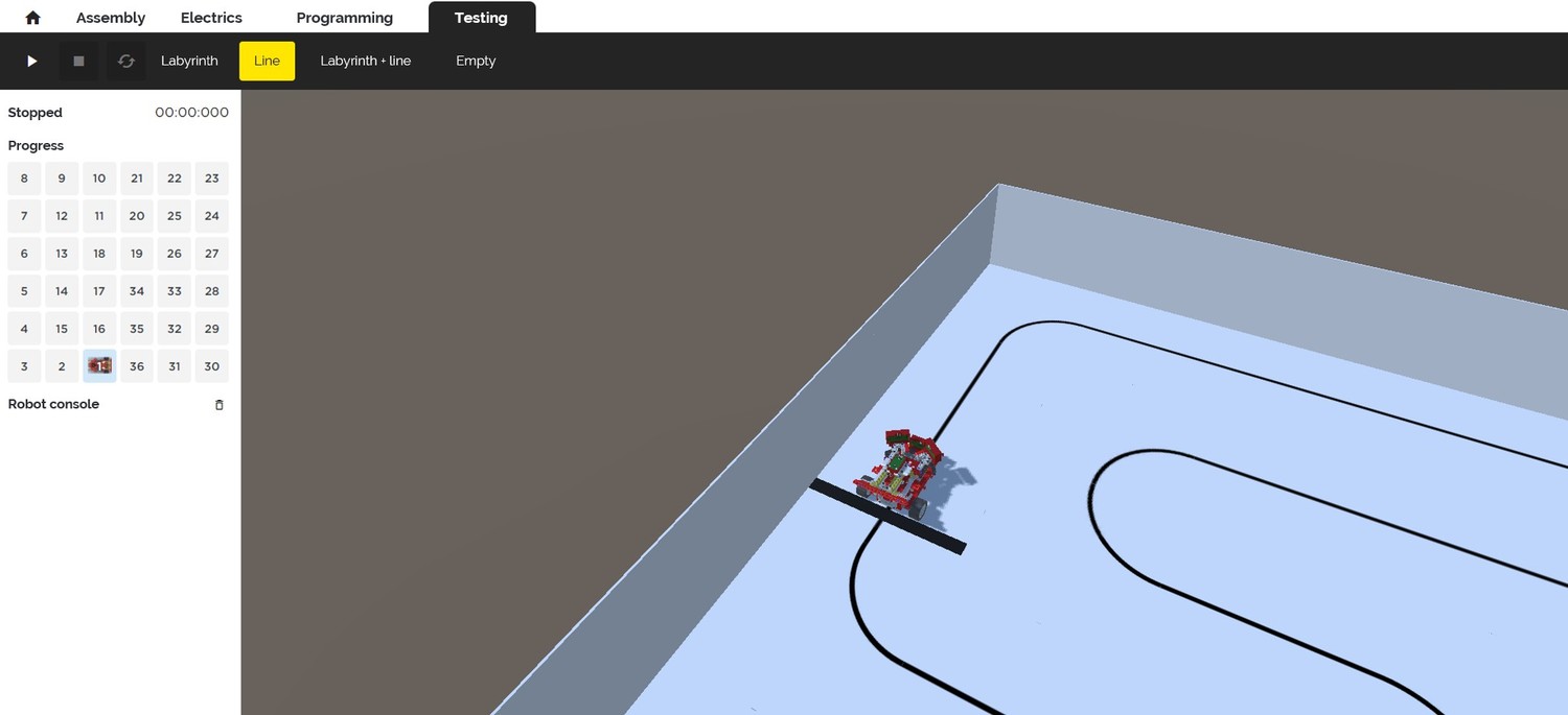 virtual robot testing scene