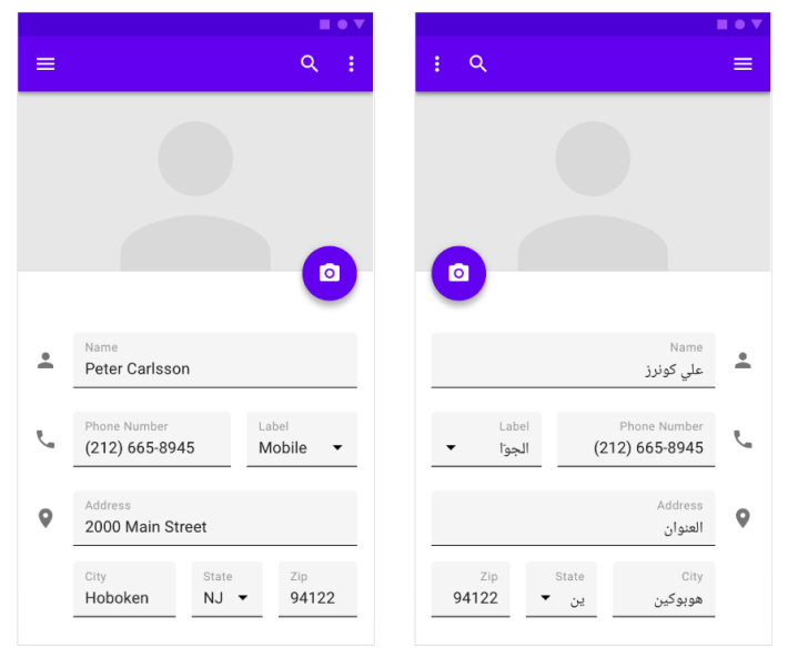 Interface for RTL languages